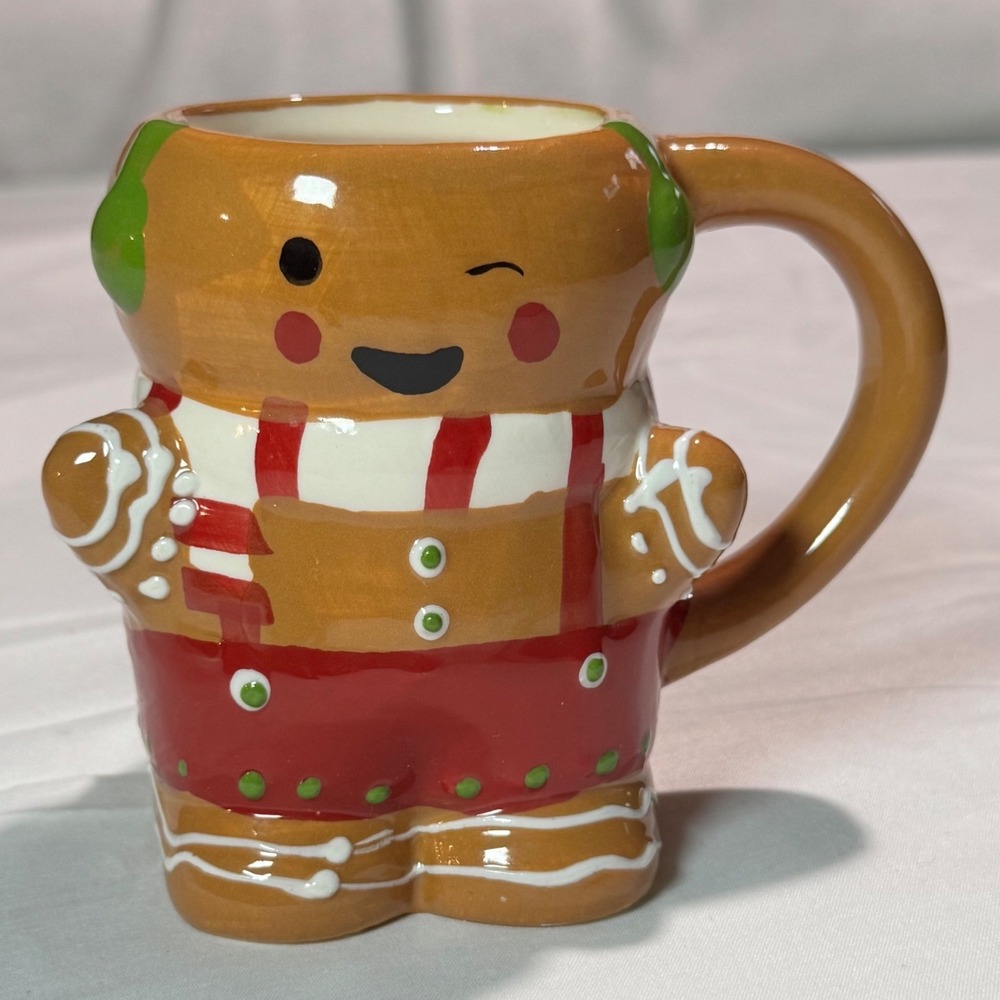 Wondershop Winking Gingerbread Man Christmas Mug Earthenware Brown Red